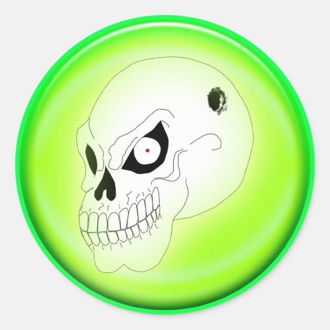 Rond Crâne Mad Sur Sticker Vert (Devant)