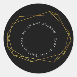 Rond cristal géométrique noir STICKER partie/or mariage