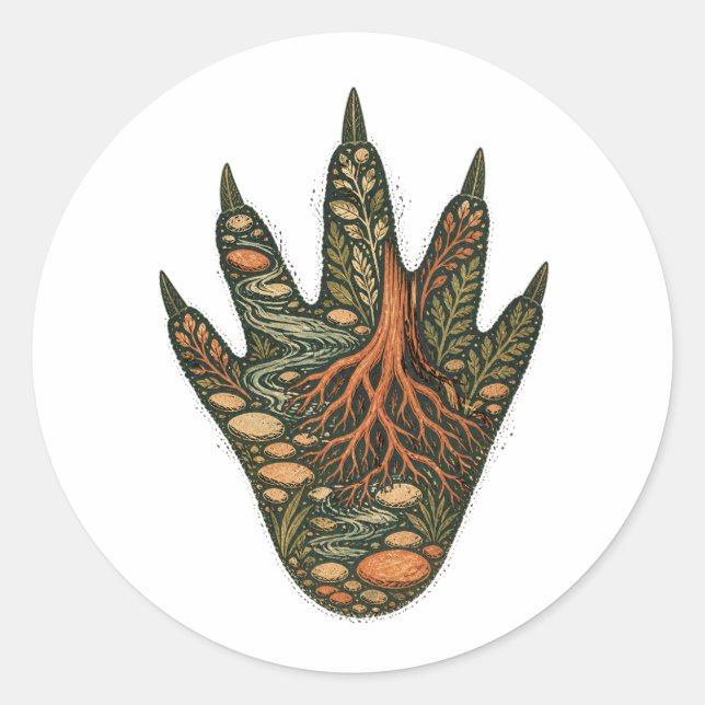 Rond Crocodile Botanical Footprint Nature Sticker (Devant)