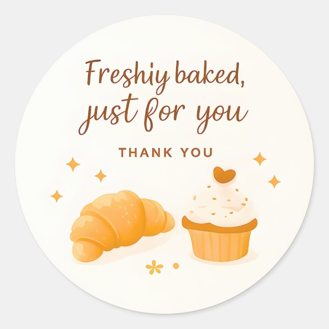 Rond Croissant Cupcake Sparkle Bakery Thank You Sticker (Devant)