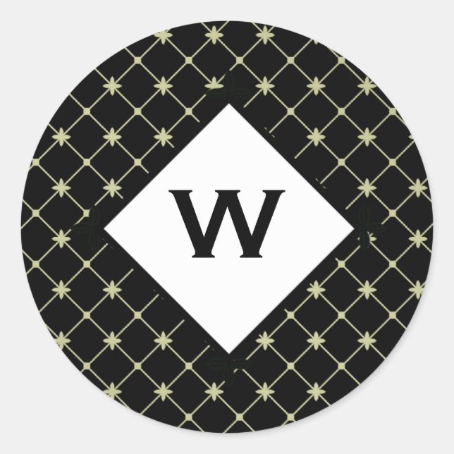 Rond Croix d'or initiale personnalisée sur Sticker noir (Devant)