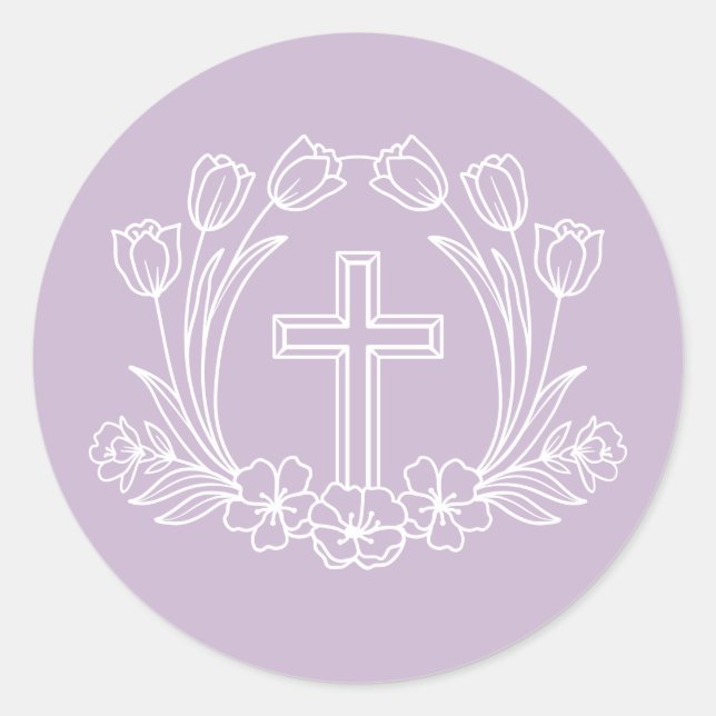 Rond Croix florale simple sur Sticker Lilac (Devant)