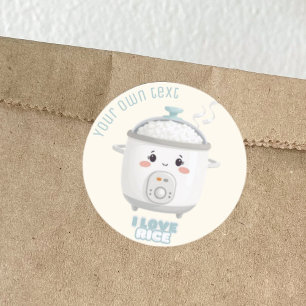 Rond Cuisinière à riz i love rice kawaii Sticker