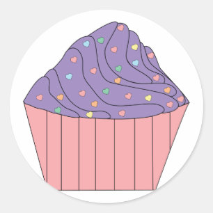Rond Cupcake avec Sprinkers Coeur Sticker