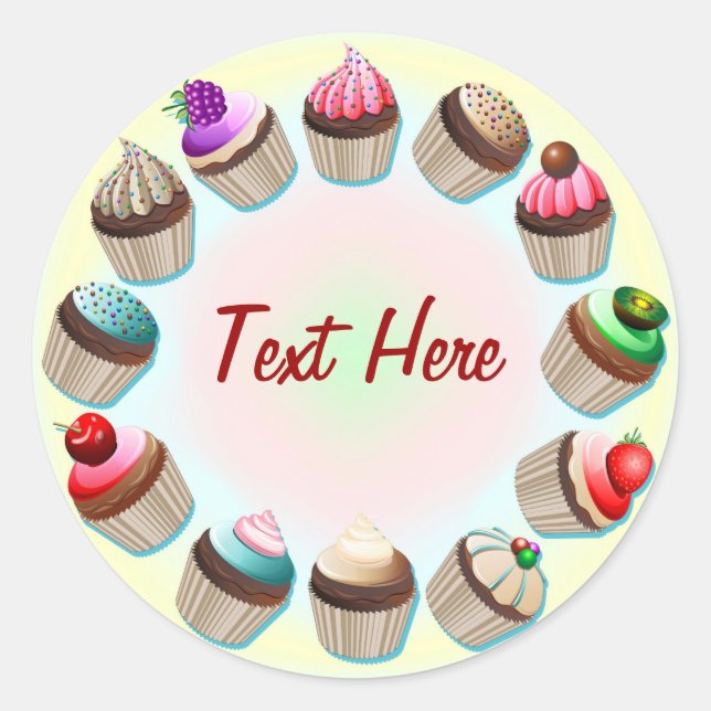 Rond Cupcakes Sticker en cercle coloré (Devant)