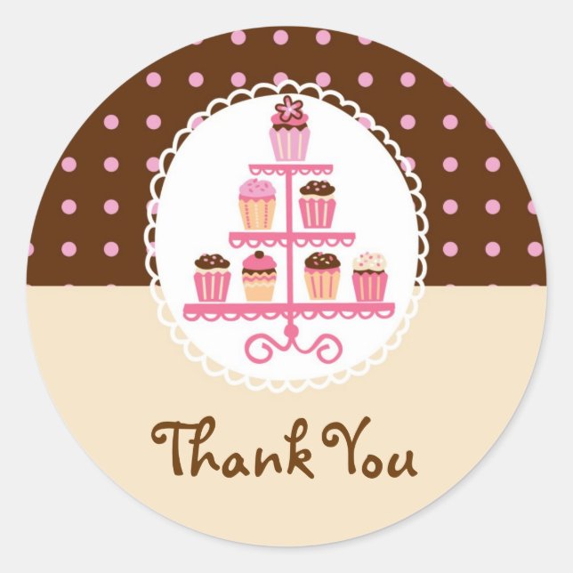 Rond Cupcakes Sur Un Stand Favoriser Sticker (Devant)