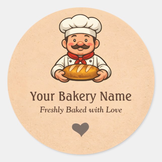 Rond Custom Bakery logo Sticker - Chef Bread Logo (Devant)