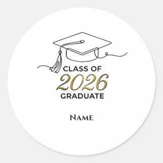 Rond Custom Class of 2026 Graduation Round Sticker Gold