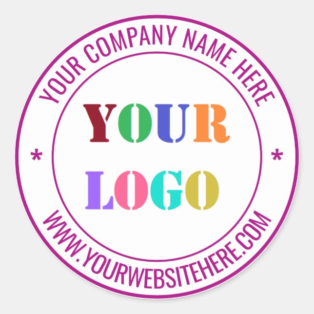 Rond Custom Company Logo Name Info Sticker Your Colors (Devant)