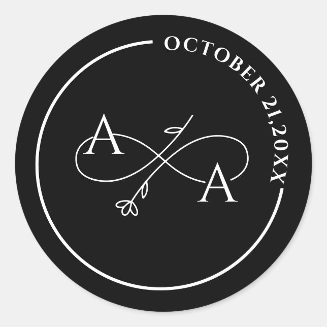 Rond Custom gold Sticker for wedding infinity love (Devant)