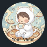 Rond Custom Name Cat Coffee Sticker for Book Lovers<br><div class="desc">Cute cat coffee sticker made for reading journals,  planners,  laptops,  and study gear. A cozy bookish design and a fun personalized gift for readers.</div>