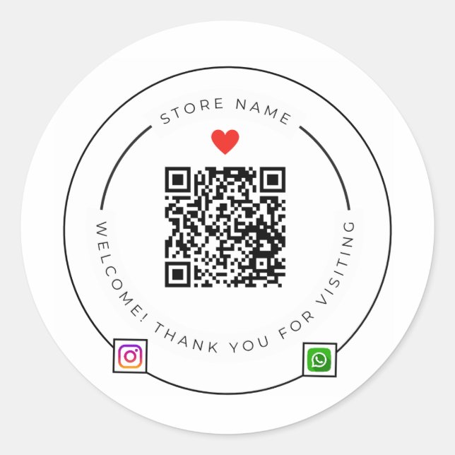 Rond Custom QR Code Thank You Sticker | Instagram (Devant)