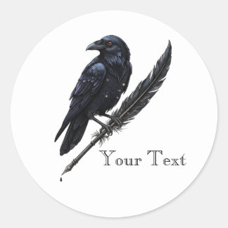Rond Custom Raven on Quill Sticker