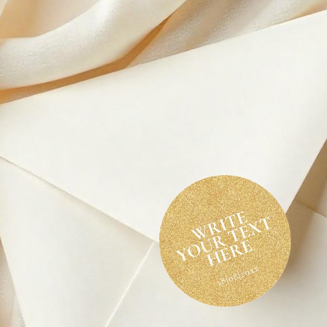 Rond Custom Text faux glitter Round Sticker (Créateur téléchargé)