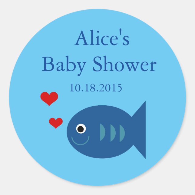Rond Cute Blue Fish Baby Boy Douche Sticker (Devant)