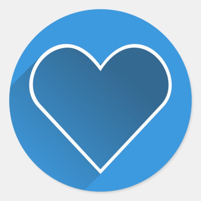 Rond Cute Blue Heart Valentine's day Round Sticker (Devant)