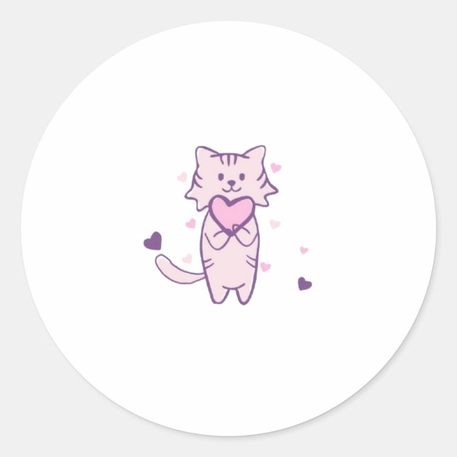 Rond Cute Cat Sticker – Aesthetic Pet Lover Design (Devant)