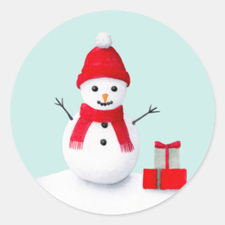 Rond Cute christmas snowman pastel watercolor sticker