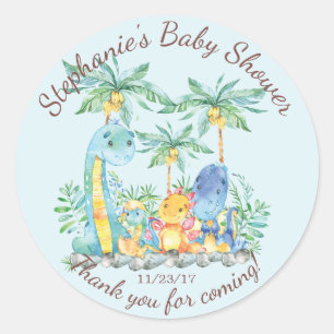 Rond Cute Dinosaur Boys Baby shower Favoriser Sticker
