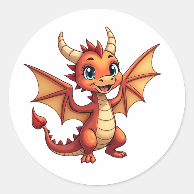 Rond Cute Dragon Sticker for Every Occasion (Devant)