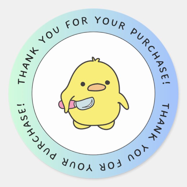 Rond Cute Duck Thank You Sticker (Devant)