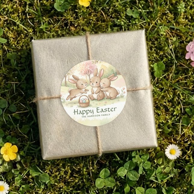 Rond Cute Easter Bunny Egg Hunt & Picnic Sticker (Créateur téléchargé)