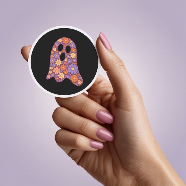 Rond Cute Floral Ghost Boo Sticker Halloween (Créateur téléchargé)