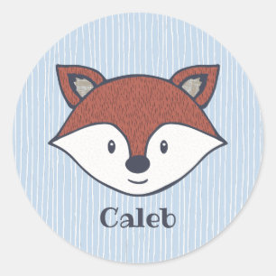 Rond Cute Fox Woodland thème Sticker personnalisé