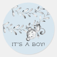 Cute Monkey It'a Boy Favoriser Sticker