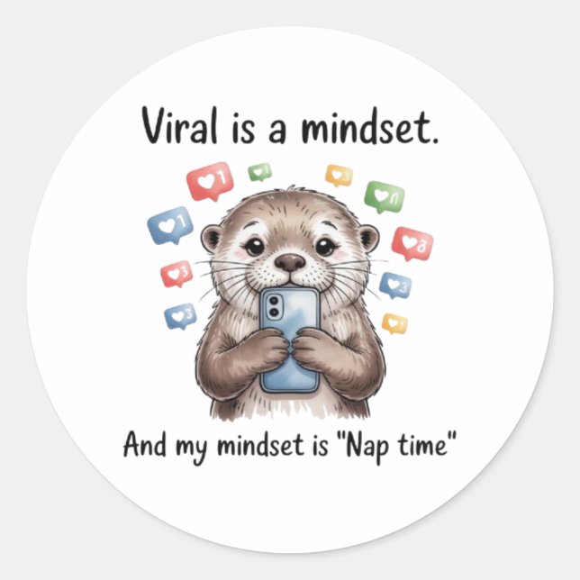 Rond Cute Otter Viral Mindset Nap Time Sticker (Devant)
