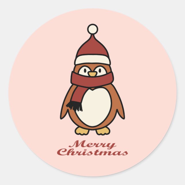 Rond cute penguin xmas Sticker (Devant)