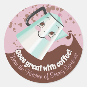 Rond Cute pot de café rétro de la cuisine de sticker