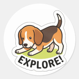 Rond Cute Puppy Adventure Sticker