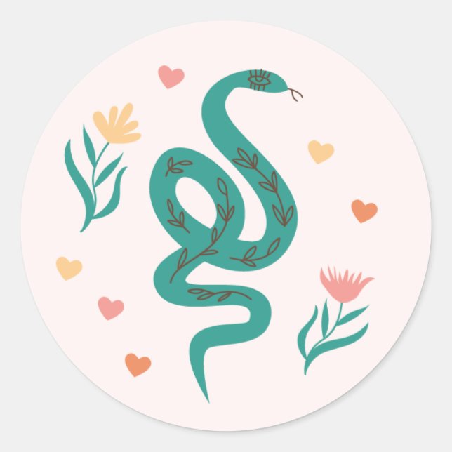 Rond Cute serpent Boho & Sticker Fleur sauvage (Devant)