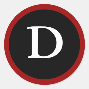 Rond D : Lettre D initiale D Sticker rouge, blanc et no