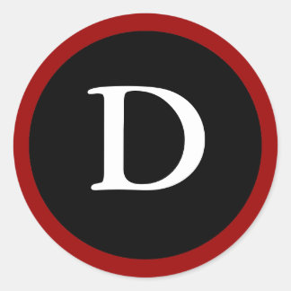 Rond D : Lettre D initiale D Sticker rouge, blanc et no