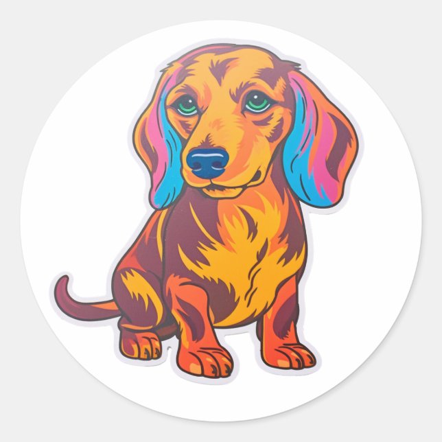 Rond Dachshund Deluxe : Pawsome Pop Art Sticker Exvoyag (Devant)