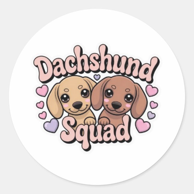 Rond Dachshund Squad Cute Kawaii Dachshund Sticker Dach (Devant)