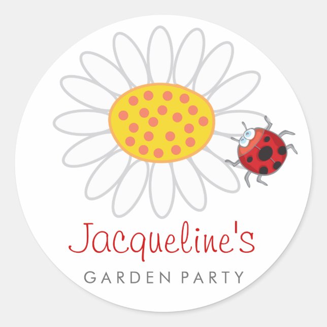 Rond Daisy & Ladybug Gift Party Faveurs Sticker Étiquet (Devant)