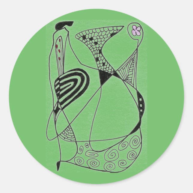 Rond "Dancing Hen on Green" Résumé Sticker Design (Devant)