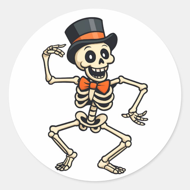 Rond Dancing Skeleton Halloween Sticker  (Devant)