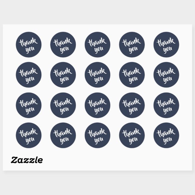 Rond Dark Midnight Blue Thank You Classic Round Sticker (Feuille)