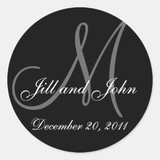 Rond Date, Noms des mariées Sticker Mariage Monogramme
