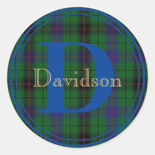 Rond Davidson Tartan Blue Monogram Nom Sticker