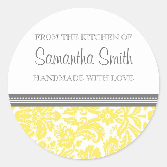 Rond De la cuisine de Sticker Lemon Damask (Devant)