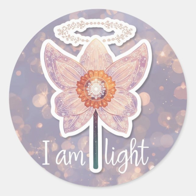 Rond December Birth Flower Round Sticker Narcissus (Devant)