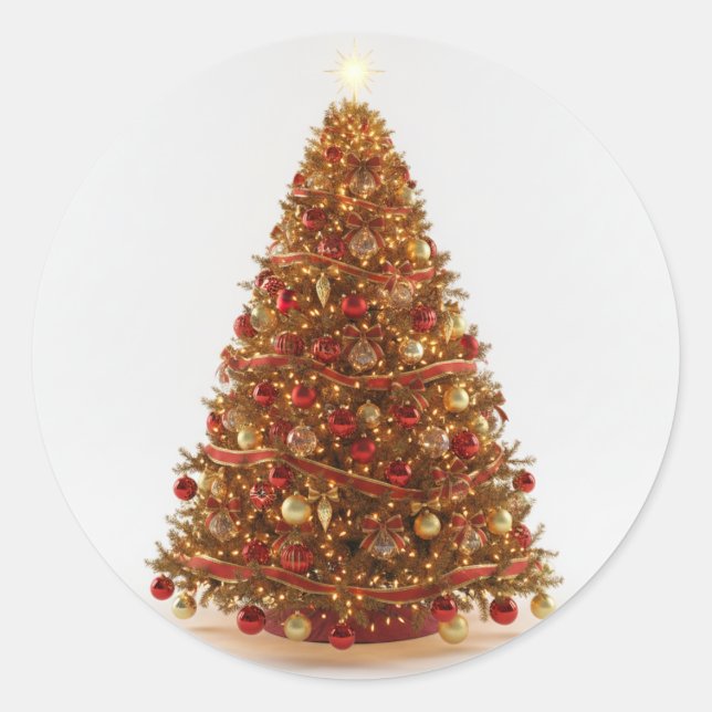 Rond Decorated Christmas Tree Designed Sticker  (Devant)