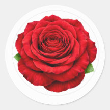 Deep Red Rose Round Envelope Seal Sticker