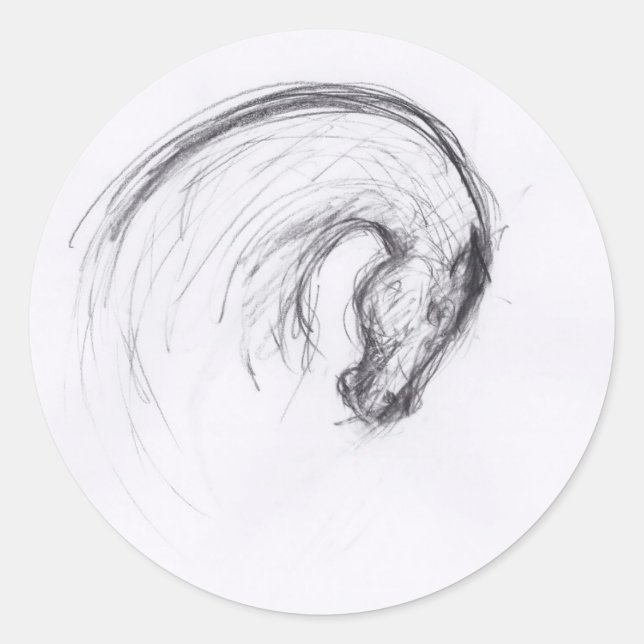 Rond Dessin original 2 Cheval Année Sticker Zodiac (Devant)