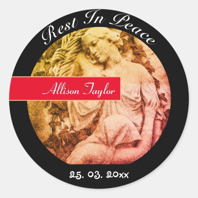 Rond Deuil avec Ange / Sticker commémoratif ou funérair (Devant)